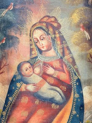 École de Cuzco XIXème Vierge à l'enfant