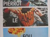 Affiche française du film « Quatre parts de pizza » représentant un homme tenant un seau rempli de pizza