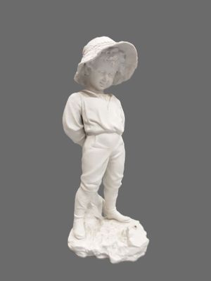 "Le joueur de dés". Grand sujet en biscuit.