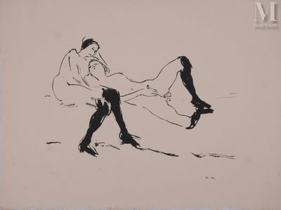 une image représentant un dessin d'un homme et d'une femme allongés sur un lit