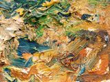 an image of a close up of a painting of a horse