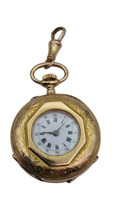 Montre de poche plaquée or avec chiffres romains et chiffres romains