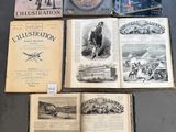 plusieurs vieux livres posés sur une table les uns à côté des autres