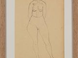 an image of a drawing of a nude woman standing in front of a beige background