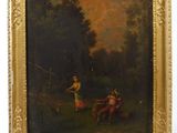 tableau représentant un homme et une femme dans un décor boisé