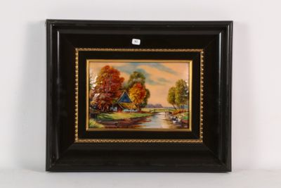 an image of a picture of a painting in a black frame
