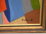 an image of a painting of a colorful abstract painting on a white wall