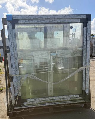a picture of a broken window on a truck