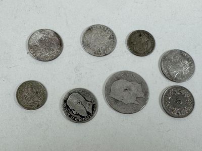 Lot de 8 pièces de monnaie en argent dont Napoléon III, Seme…