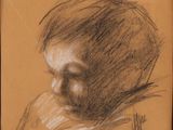 dessin représentant un homme coiffé d'un chapeau, le regard baissé