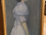 an image of a painting of a woman in a white dress