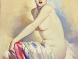 une image d'un tableau représentant une femme nue assise sur le sol