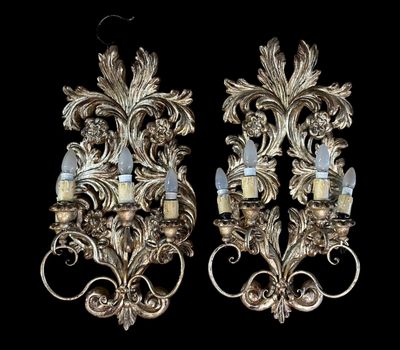 paire d'appliques murales anciennes de style Louis II