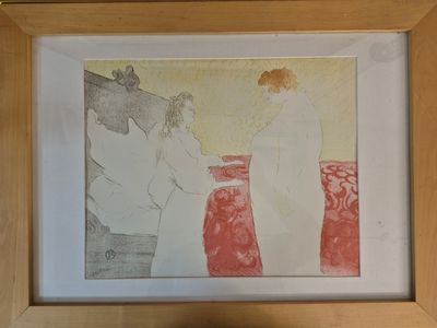 a picture of a painting of a woman and a man