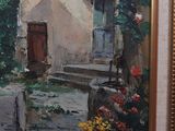 a picture of a painting of a street in a town
