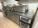 stainless steel counter tops and appliances in a commercial kitchen