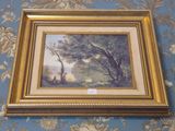 an old picture of a painting hanging on a wall in a room