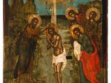 an old painting of jesus on the cross with other people