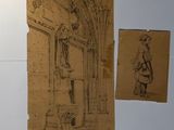 un dessin sur une feuille de papier, à côté du dessin d'un homme