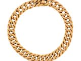 a gold bracelet with a chain on a white background