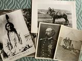 several old black and white photos of native americans on a bed