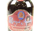 bottle of royal aprico on a white background with a red label