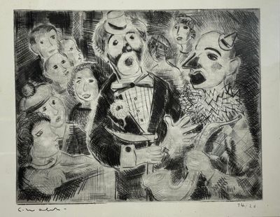 École du XXe siècle Clowns Gravure à la pointe-sèche, signée…