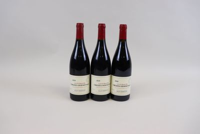 trois bouteilles de vin rouge posées l'une à côté de l'autre sur une surface blanche
