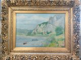 an image of a painting of a boat on a river