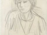 un dessin d'une femme avec un chapeau sur la tête
