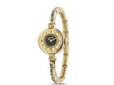 une montre en or avec un cadran noir et un bracelet en or