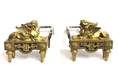 pair of antique brass lion bookends on marble bases