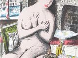 an image of a drawing of a naked woman sitting on a rug