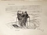 dessin représentant un homme et une femme sur un bateau dans l'eau