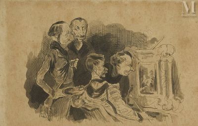 dessin représentant une famille regardant son reflet dans un miroir