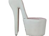 white high heeled chair and ottoman on a white background