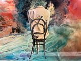 un tableau représentant une chaise qui se trouve au milieu d'un tableau