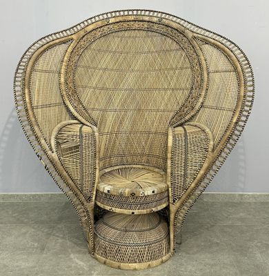 Grand fauteuil en rotin vers 1970, modèle Cobra.