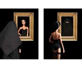 deux photos d'une femme en robe noire et une photo d'une femme en robe noire