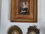 a picture of a woman in a black dress and a picture of a woman in a blue dress