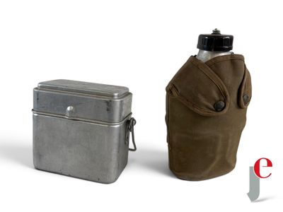 a bottle and a lunch box sitting next to each other