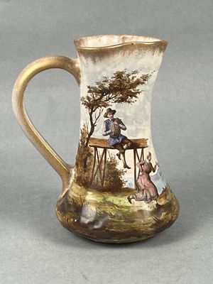 Emile GALLE (Lorraine). Pichet-cruche en faïence émaillée po… - Photo 1