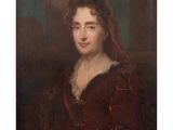 a painting of a woman in a red dress