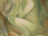 un tableau représentant une femme nue assise sur un lit