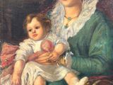 painting of a woman holding a baby in her lap