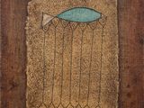 an image of a painting of a fish on a piece of wood