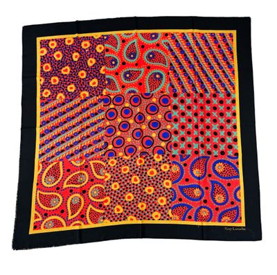 an image of a red and blue banda with a design on it