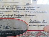 un vieux document sur lequel figure l'image d'un bateau