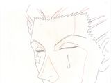 drawing of a man with a sad expression on his face with a tear coming out of his nose