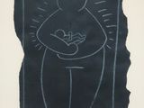 dessin en noir et blanc représentant une femme tenant un bébé dans ses bras